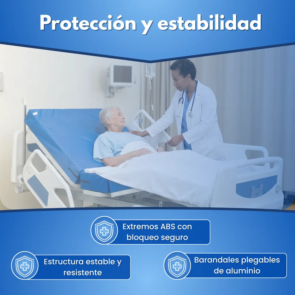 Cama hospitalaria manual de 5 posiciones para clínicas y hospitales.webp