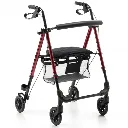 Andador de 4 Ruedas, Asiento y Freno Rojo Lumex